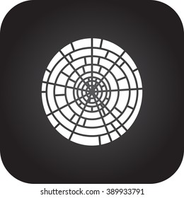 Broken glass bullet hole simple icon on square background