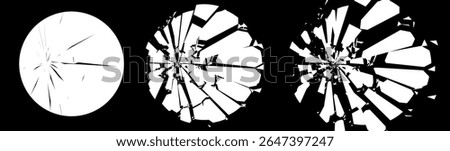 Broken Glass Circles with Cracks. Abstract Comic Book Flash Explosion Blast Radial Lines. Shattered, Fractured and Broken Geometric Circles. Damaged Texture. Vector Illustration.