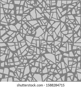 The broken glass. Cracked, fragments of stone, repetitive texture. Seamless faux broken ceramic. Pottery glued together pattern. Vector mosaic terrazzo background
