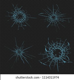 Broken Glass Cracks Bullet Marks On Stock Vector (Royalty Free ...