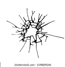 Broken Glass Cracks Bullet Marks On Stock Vector (Royalty Free ...