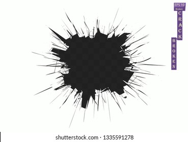 Broken glass, cracks, bullet marks on glass. High resolution 