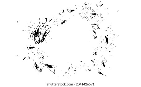 Broken glass cracks bullet marks on glass. Abstract vector illustration