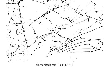 Broken glass cracks bullet marks on glass. Abstract vector illustration
