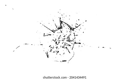 Broken glass cracks bullet marks on glass. Abstract vector illustration