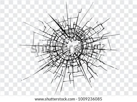 broken glass cracks bullet marks on のベクター画像素材