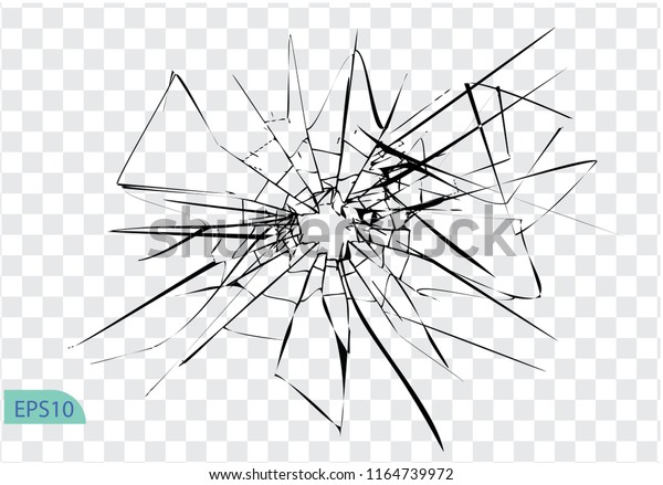 ガラスの割れ目 割れ目 ガラスの上の弾痕 高解像度 のベクター画像素材 ロイヤリティフリー