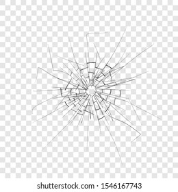 Broken glass, cracks on glass, high resolution. Vector illustration