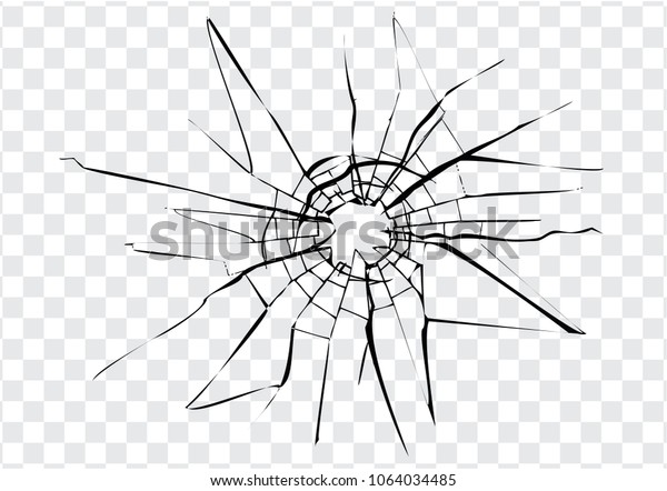 Broken Glass Cracks On Glass Transparent Stock Vector (Royalty Free ...