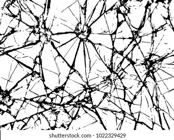 The broken glass.The cracks texture white and black. Vector background.