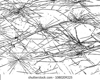 The broken glass.The cracks texture white and black. Vector background.Grunge.Abstract lines.