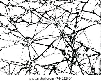 The broken glass.The cracks texture white and black. Vector background. svg