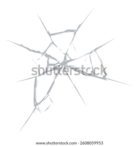 Broken glass cracks of window shatter effect with realistic texture. Vector broken glass of shattered screen cracks