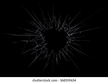 Broken glass, dark background. Vector illustration