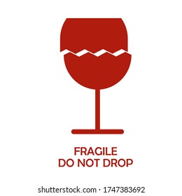 broken glass design with flat style. brittle goods marks on the packaging. fragile goods
