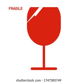 diseño de vidrio roto con estilo plano. marcas de productos frágiles en el embalaje. mercancías frágiles