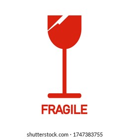 broken glass design with flat style. brittle goods marks on the packaging. fragile goods