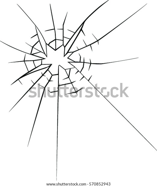 Broken glass effect. Hole in the broken\
glass .Vector\
illustration.