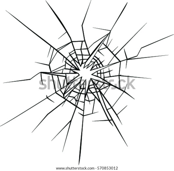 Broken glass effect. Hole in the broken\
glass .Vector\
illustration.