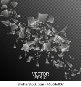 Broken glass effect. Vector transparent fragments. Abstract illustration