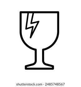 Broken glass , fragile symbol. Be careful moving this item. - vector illustration