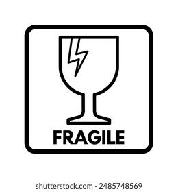 Broken glass , fragile symbol. Be careful moving this item. - vector illustration