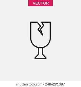 Broken glass garbage line icon. Glass waste outline simple flat trendy style illustration for web and app on white background..eps