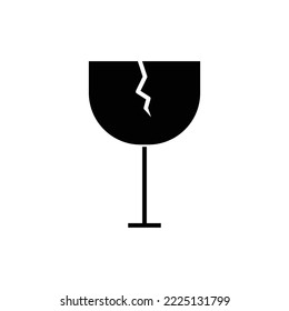 Broken glass glyph icon illustration. suitable for fragile icon . icon related to packaging. Simple vector design editable. Pixel perfect at 32 x 32