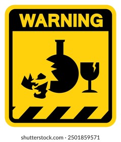 Broken Glass Hazard Warning Sign, Vector Illustration, Isolate On White Background Label. EPS10