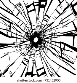 Broken Glass Hole Isolated On White Stock Vector (Royalty Free ...