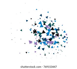 Broken Glass or Ice Explosion Vector Illustration. Bursting particles, boom, blast, bang, atomic energy, moving galaxy comic illustration. Grunge broken glass shatter fragments. Ice explosion effect.