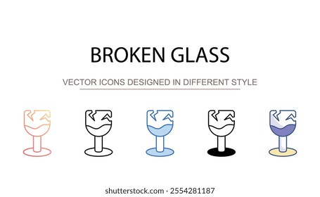 Broken Glass icon design with white background stock illustration