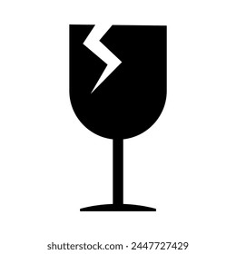 broken glass icon, in a flat style. sign of fragile goods. icon in packing.