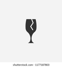 Broken glass icon illustration,vector fragile sign symbol