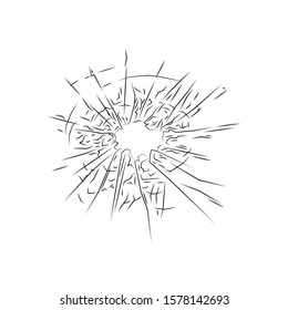 broken glass icon isolate on white background, vector