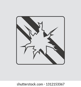 Broken glass icon isolated of flat style. Vector illustration.