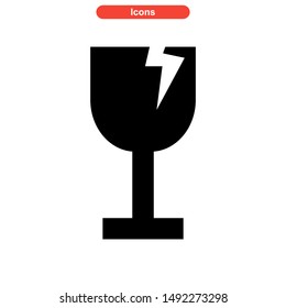 broken glass icon isolated sign symbol vector illustration - high quality black style vector icons

