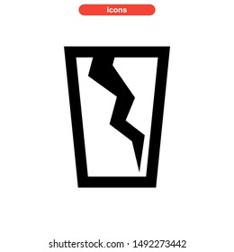 broken glass icon isolated sign symbol vector illustration - high quality black style vector icons
