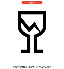 broken glass icon isolated sign symbol vector illustration - high quality black style vector icons
