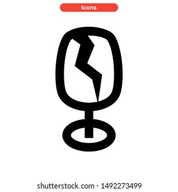 broken glass icon isolated sign symbol vector illustration - high quality black style vector icons
