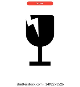 broken glass icon isolated sign symbol vector illustration - high quality black style vector icons

