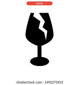 broken glass icon isolated sign symbol vector illustration - high quality black style vector icons
