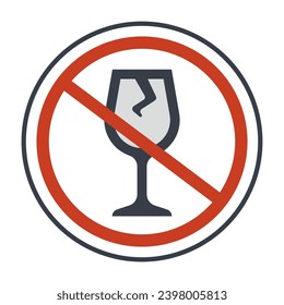 broken glass icon. It is prohibited to transport fragile goods. flat vector illustration.