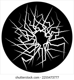 Broken Glass Icon, Shattered Glass Icon, Broken Glass Sheet Icon Vector Art Illustration