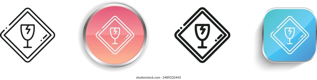 broken glass icon. Thin Linear, Regular and Button Style Design Isolated On White Background