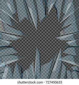 Broken glass isolated with transparent effect. Illustrated vector.