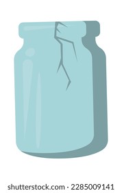 Broken glass jar flat icon Trash sorting and utilization. Vector illustration