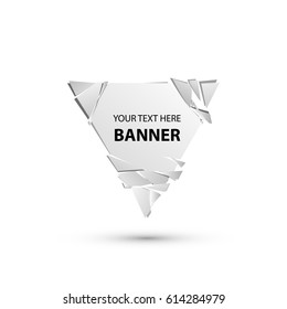 Broken glass label vector design. Part of glass transparent and template of glass for text illustration
