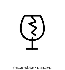 Broken Glass Line Icon Vector Illustration