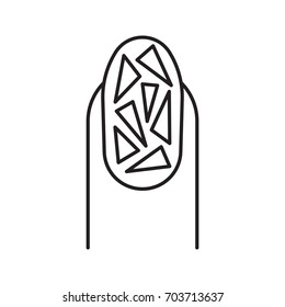 Broken glass manicure linear icon. Thin line illustration. Contour symbol. Vector isolated outline drawing